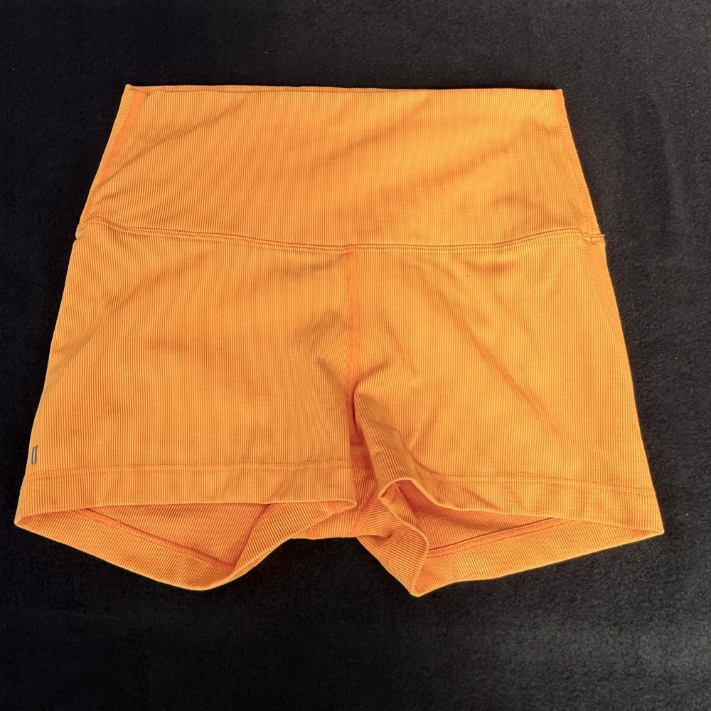 NOBULL Ribbed Training Shorts Womens Small Orange High Rise Athletic Workout